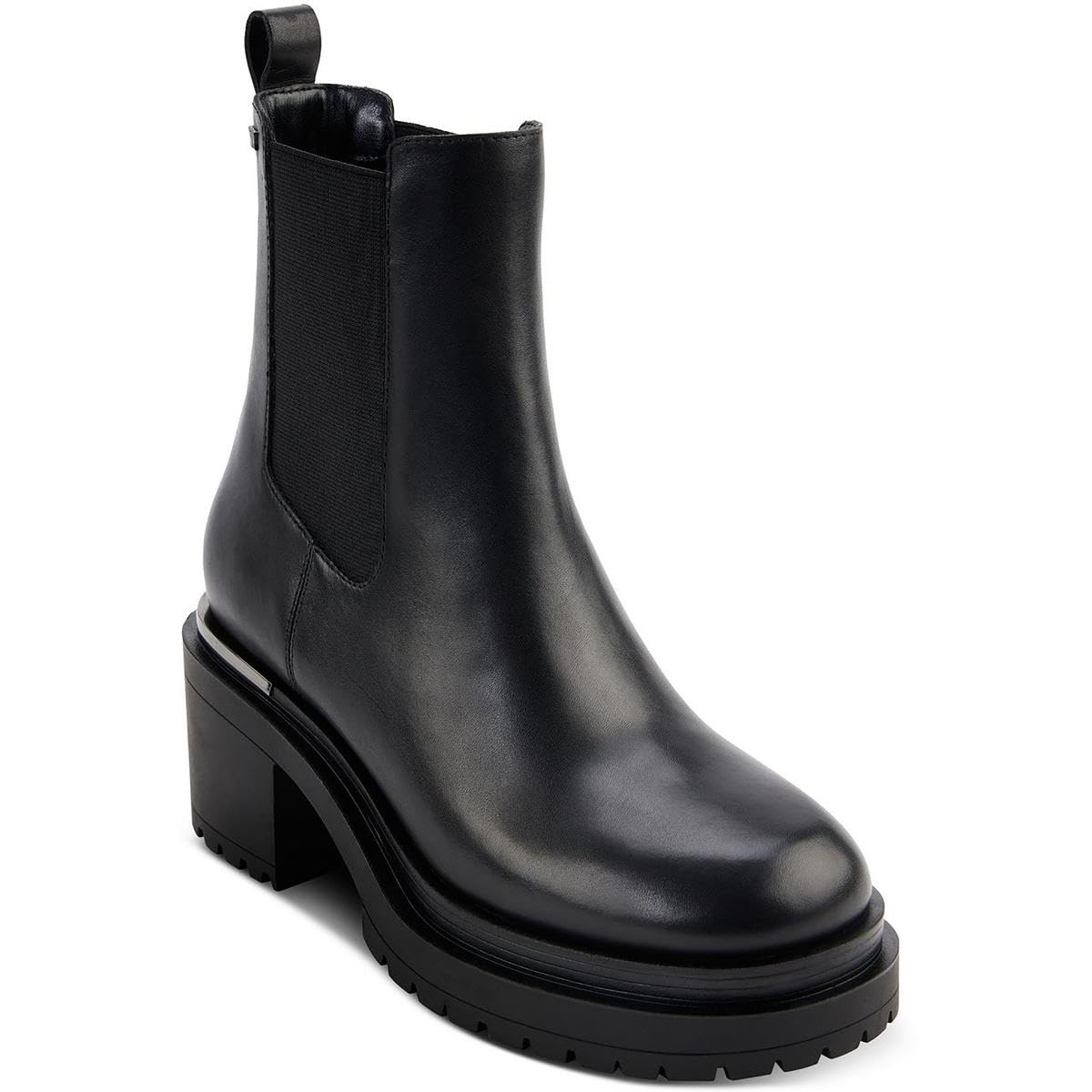 DKNY Womens Patria Block Heel Chelsea Boots Black 8 Medium B M