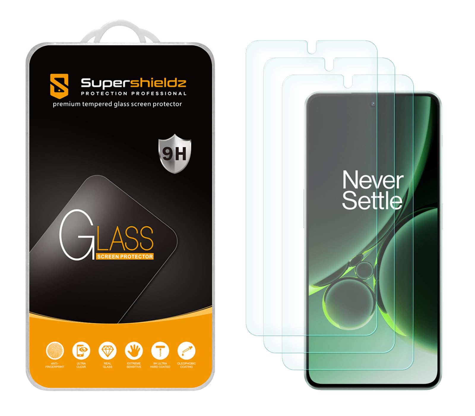 Supershieldz (3 Pack) Designed for OnePlus Nord 3 Tempered Glass Screen Protector, Anti Scratch, Bubble Free