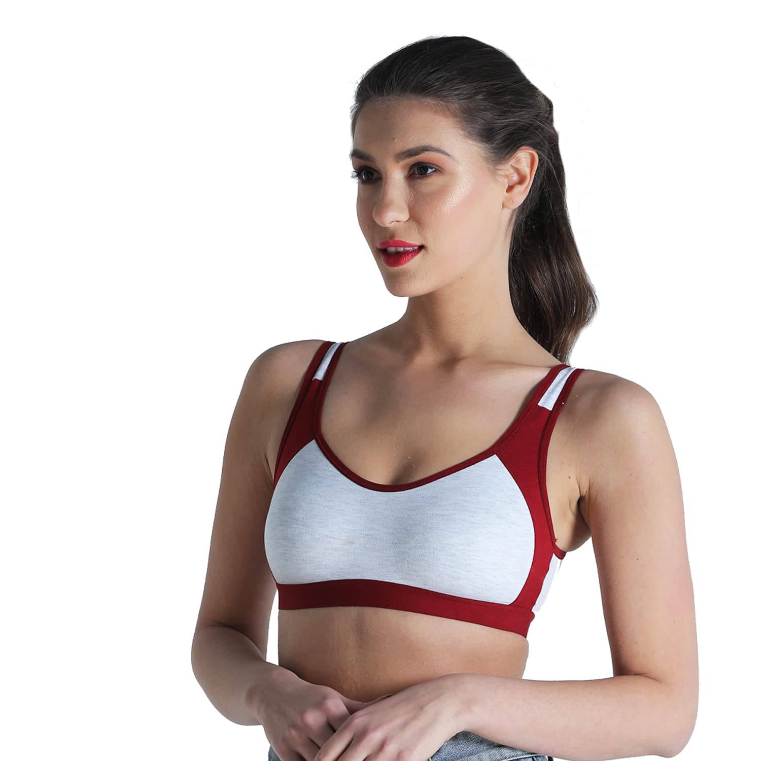 Non-Padded Cotton Rich Sports Bra-image-28