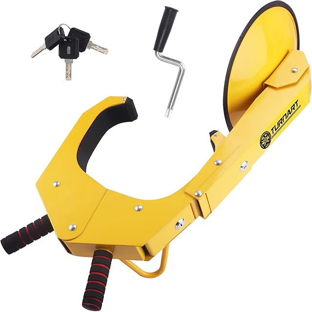 TURNART Wheel Lock Clamp Adjustable Anti-Theft Lock Reinforced Tire Lock Clamp Boot Tire Claw for Parking Car Truck RV