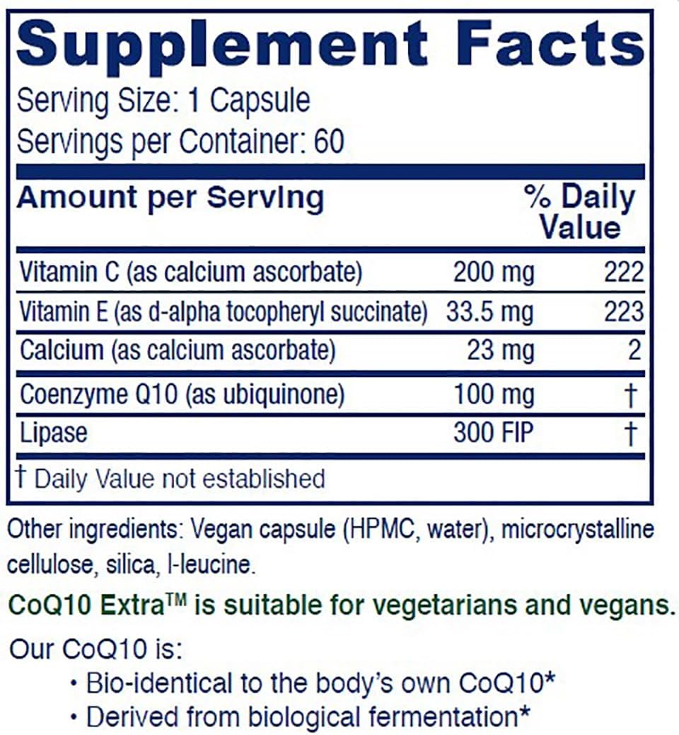 Vitanica Coq10 Extra, Natural CoQ10, 100mg, Non-GMO, Vegan, 60 Capsules