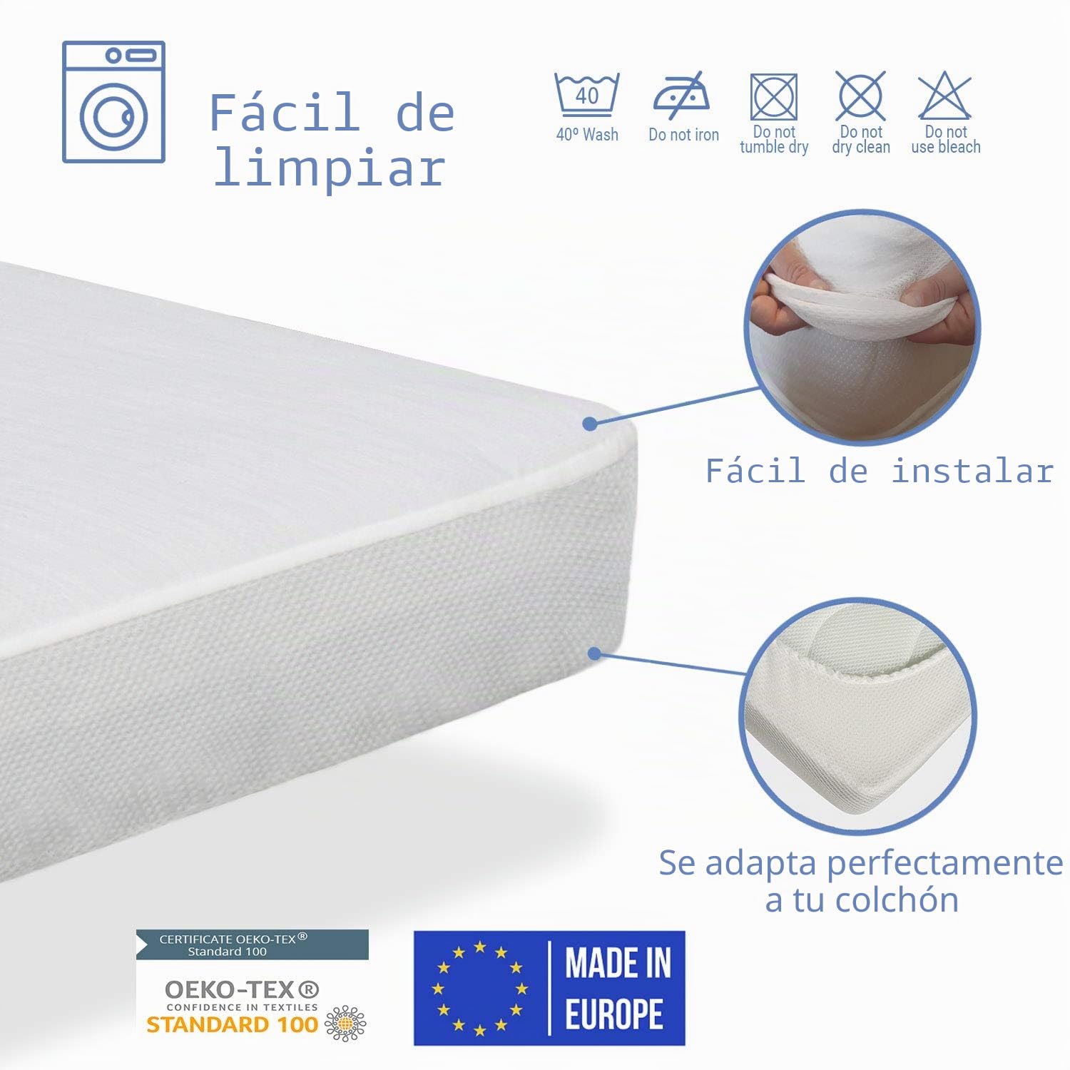 DORMISSIMO Pack colchon Baby Blue 60x120 + cuña elevadora+ Sabana Protectora 60x120