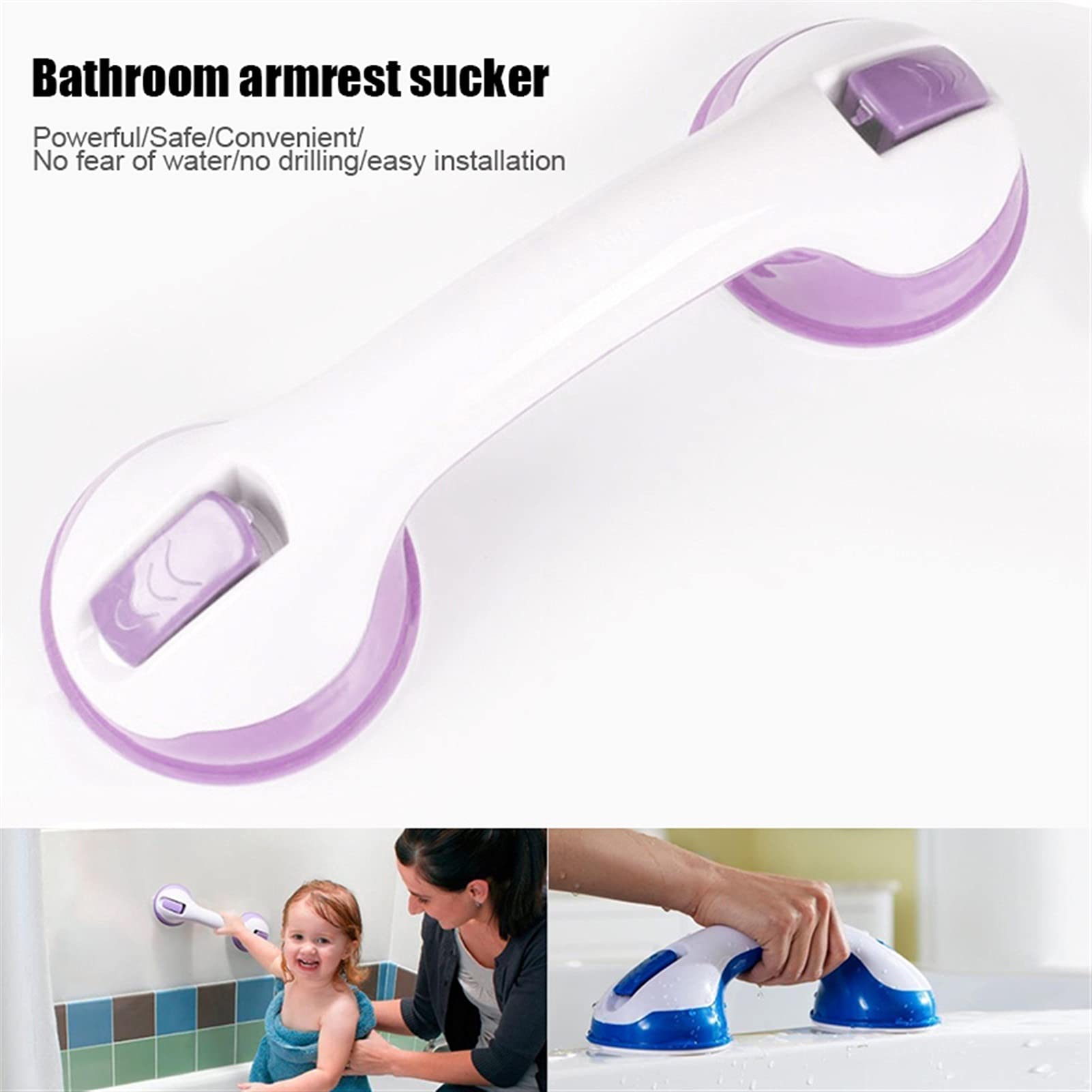 Barras de Agarre para baño, Barra de Agarre Antideslizante con Ventosa para baño Barras de Agarre para Ducha de Seguridad para Ancianos (Color : Black) (Green)