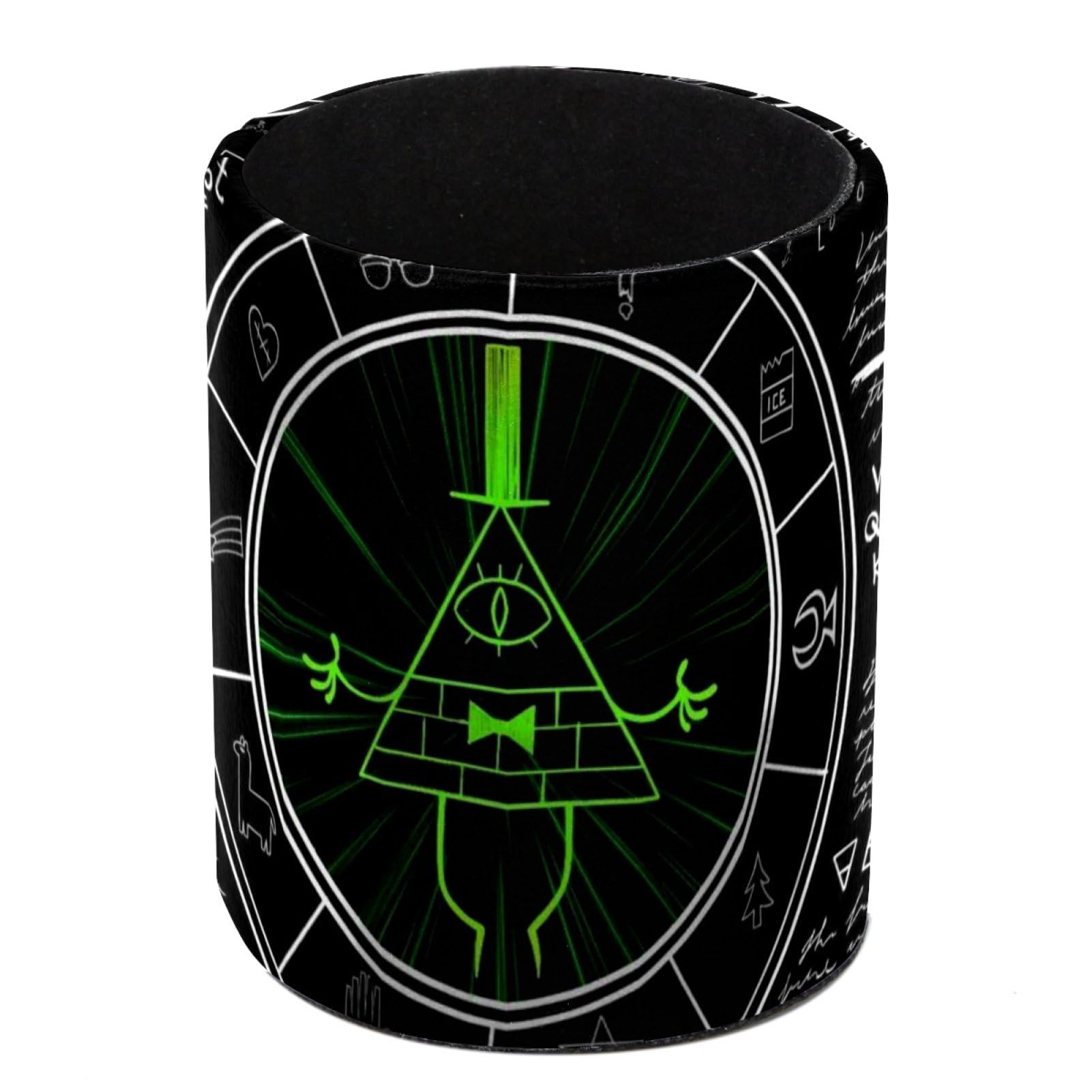 Luoweisi Bill Cipher Pen Holder for Desk, Leather Pen Pot, Desk Pencil Holder Round Makeup Organiser Home Office School Suppliers