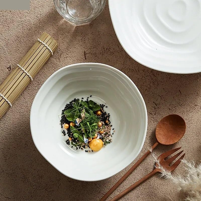 Forniture Per Feste Piatti Piatti Piatti for macedonia di frutta in ceramica Piatti for cena di forma irregolare Ristorante Stoviglie in tinta unita Ramen Ciotole for noodle Ciotole for zuppa Piatti D