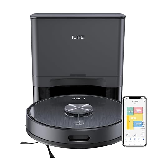 ILIFE T20s Pro Robot Vacuum Cleaner with Advanced LiDAR Navigation, Self-Emptying for Up to 10 Weeks, 6500Pa Suction, Simultaneous Vac and Mop, Multi Floor Maps, Customized Cleaning, App, Alexa & GH