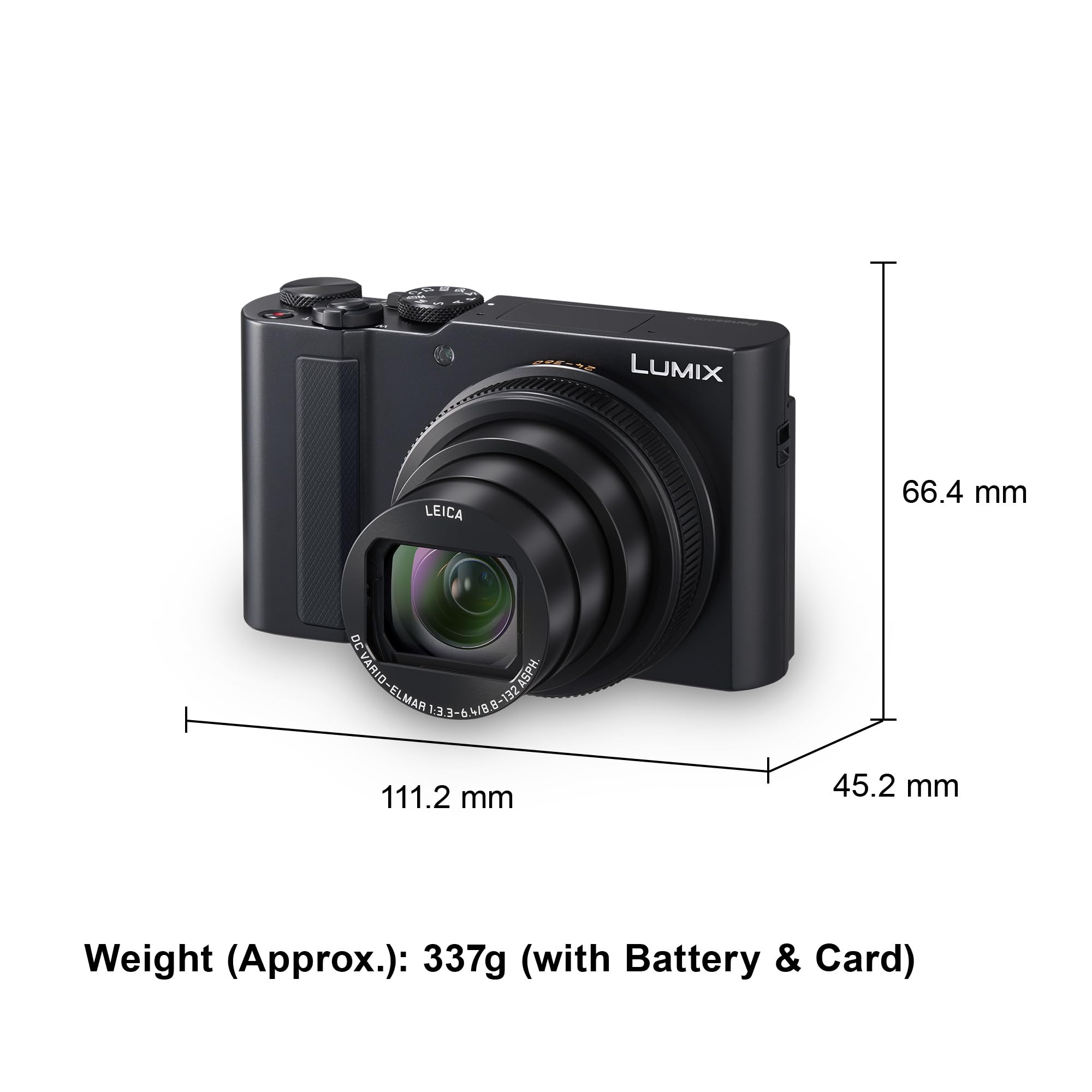 Panasonic LUMIX DC-TZ300E 20,1MP Fotocamera Zoom da Viaggio, Obiettivo LEICA 15x, Sensore BSI 1,0 Pollice, Video e Foto 4K, Stabilizzazione 5 Assi, USB Type-C, Nero