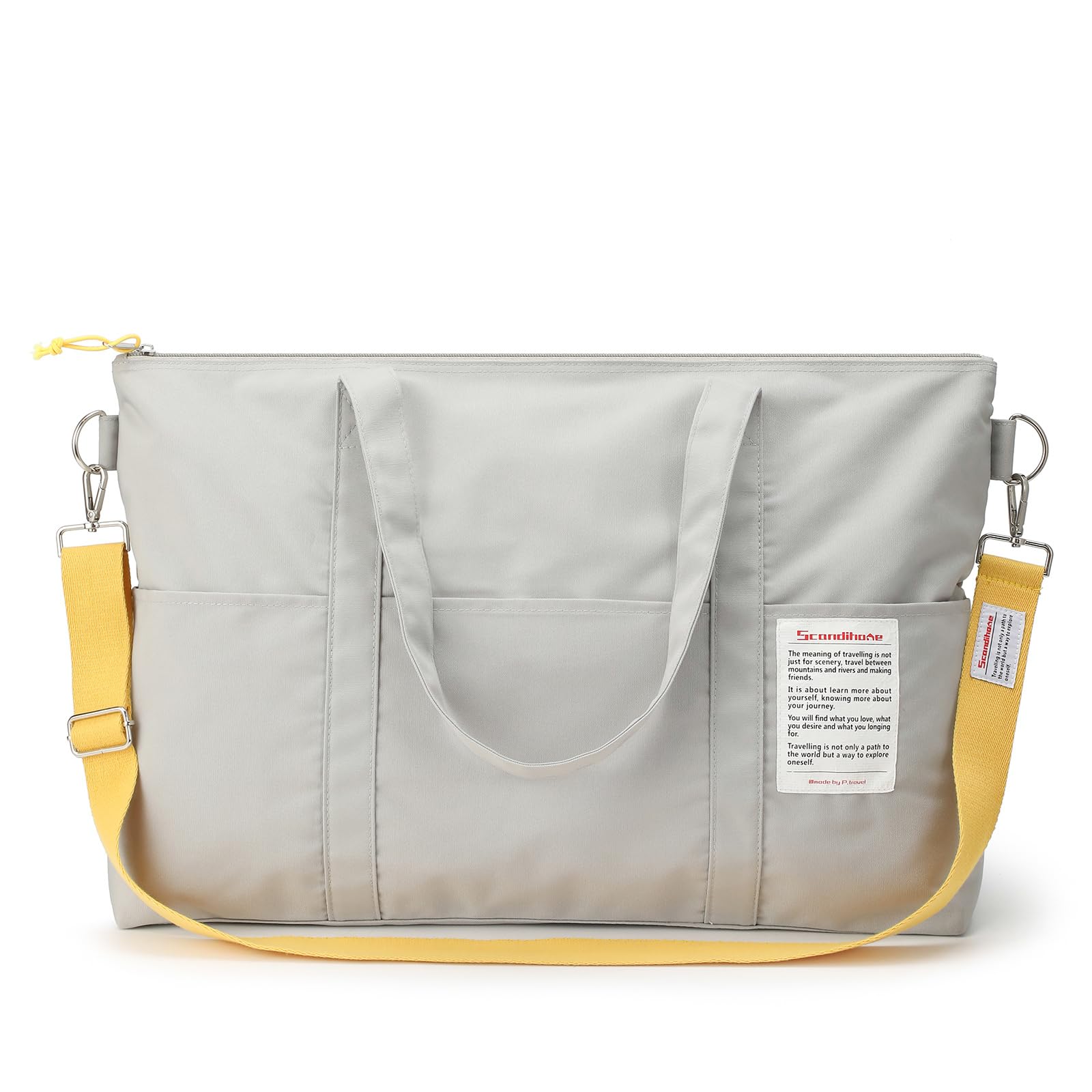 VanFn Duffle Bags, Damen-Sporttasche, Reisetasche, Reisetasche, Wochenendtasche, Crossbody-Tasche, leichter Gepäck-Rucksack, Schulterhandtasche für Herren, Scandihome-Serie, grau, 20 x 13.8 x 7.9