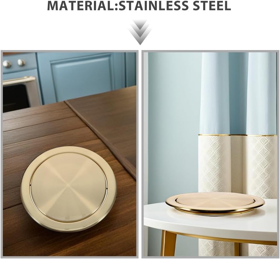 PRETYZOOM Recessed Trash Bin Lid: Stainless Steel Swing Flap for Countertop Garbage Disposal - Swing Lid Round for Kitchen Counters Hotel Bathrooms Restaurant