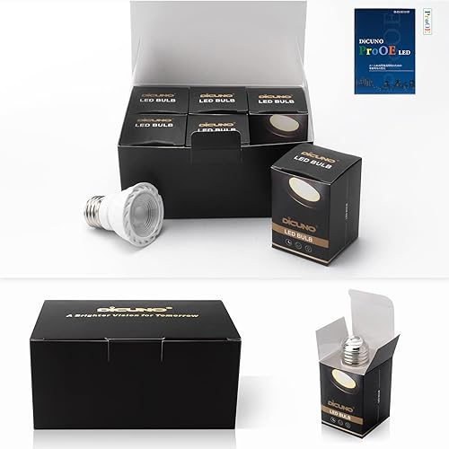 Miniatura 9 de DiCUNO Bombilla LED PAR16 de 5 W, equivalente a halógeno de 50 W, blanco cálido de 3000 K, alto CRI 98, 100-240 V, base E26, 400 lúmenes, foco no