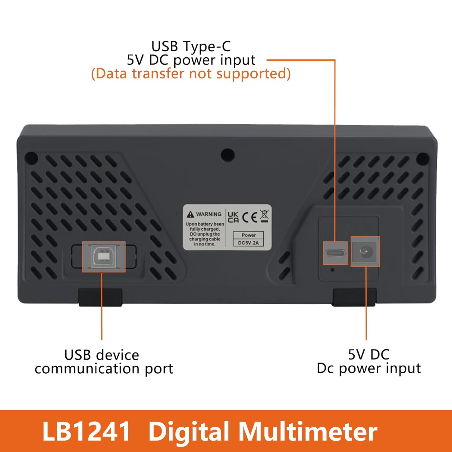 LB1241 Mini Battery Benchtop Digital Multimeter, 3.7in LCD Desktop Digital Multimeter True RMS Temperature Tester Meter