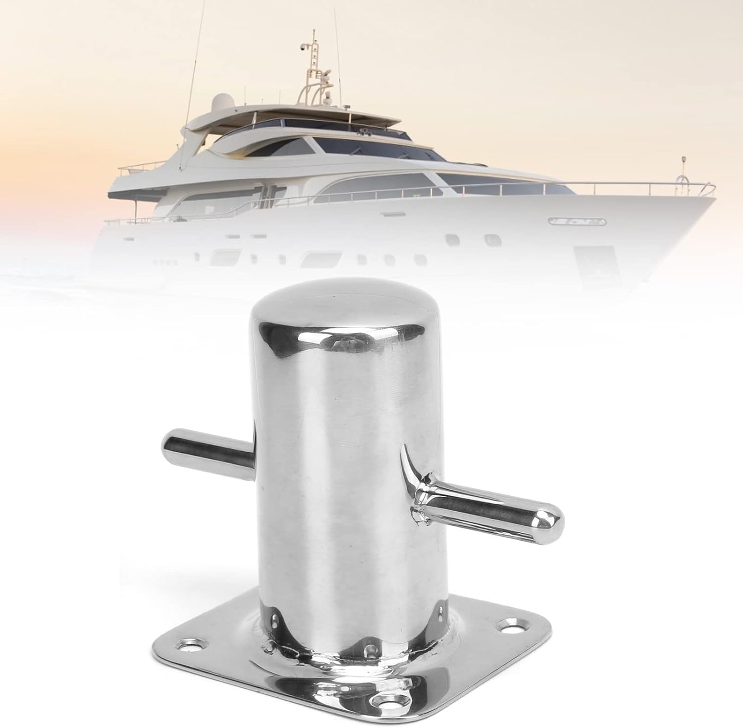 Yosoo Health Gear Marine Bollard Cleats, 316 Stainless Steel Single Cross Bollard Cleat Heavy Duty 4 Holes Marine Dock Deck Rope Cleat Mooring Cleat Bitt Bollard Replacement for Kayak Canoe Boating