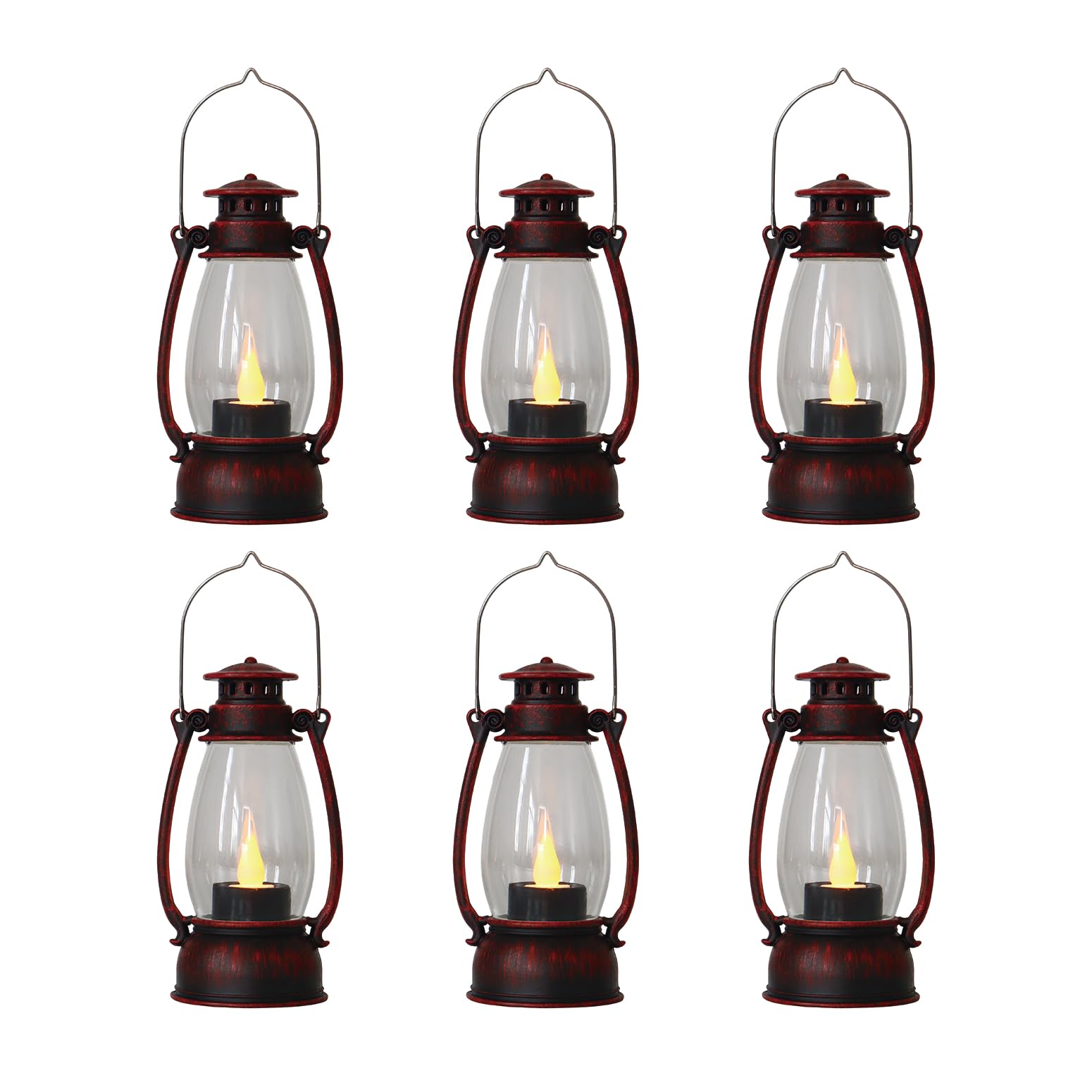Pack de 6 mini linternas LED rojas decorativas con luz parpadeante para bodas y eventos 8