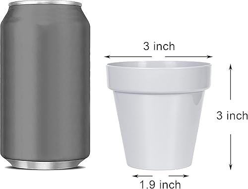 Miniatura 7 de Youngever Paquete de 10 mini macetas de plástico de 3 pulgadas para interiores, maceta de jardinería gris con drenaje para todas las plantas de