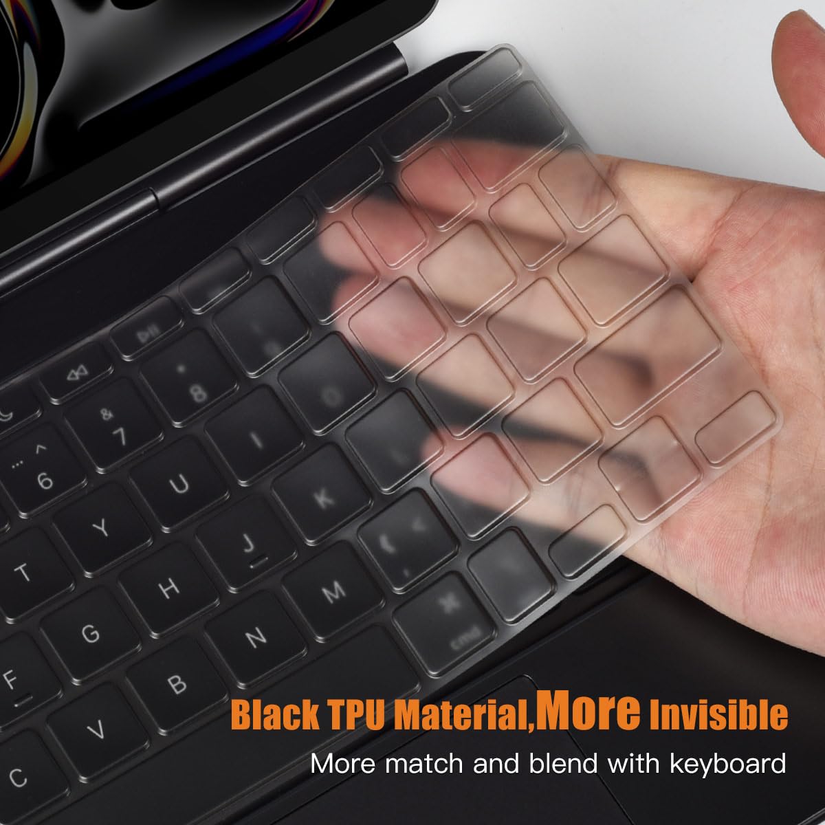 Keyboard Cover Skin Compatible with 2024 Apple iPad Pro 11-Inch M4 Chip Model A2836 A2837 with Magic Keyboard, Tinted TPU Protector for iPad Pro 11