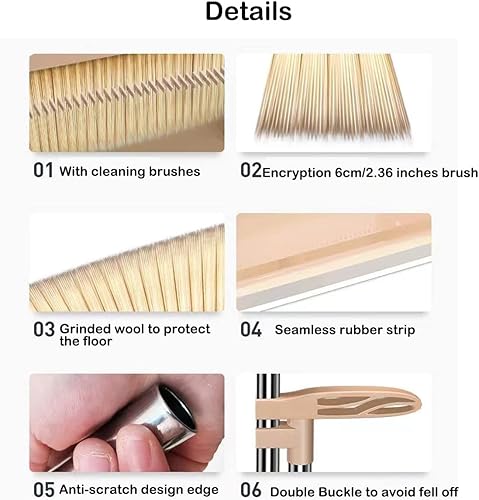 Miniatura 4 de Juego de escoba y recogedor para interiores, escoba de 41 pulgadas de altura con recogedor de pie, borde antiarañazos, diseño ergonómico de ángulo