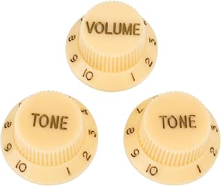 Banworks Electric Guitar Control Knobs 2 Tone and 1 Volume Knobs Metric 6mm (15/64") Speed Knobs Top Hat for Squier Strat ST Electric Guitars Pack of 3 JT/XN-04 Cream