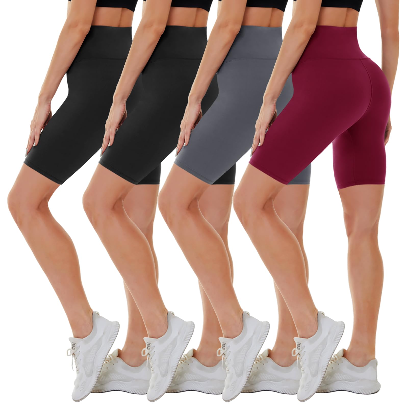 4 Pack Biker Shorts for Women - High Waisted 5"/8" Yoga Workout Shorts