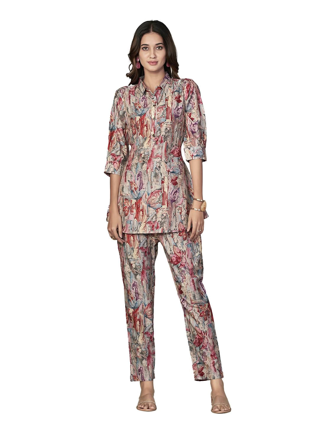 nainvish Women Muslin Floral Co-Ord Set | Ethnic | Casual Wear Pant Top Set | Fancy | Full Pair Set | Kurtis Sets | Kurta Pant Set-picture-10
