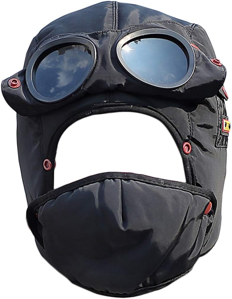 Fascigirl Trapper Hat with Goggles and Detachable Mouth Cover Windproof Warm Trooper Hat Decor