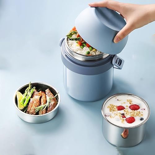 Lonchera sellada al vacío, para conservar el almuerzorefrigerio de acero inoxidable 304, contenedor grande de Bentoalimentos con asa de elevación,