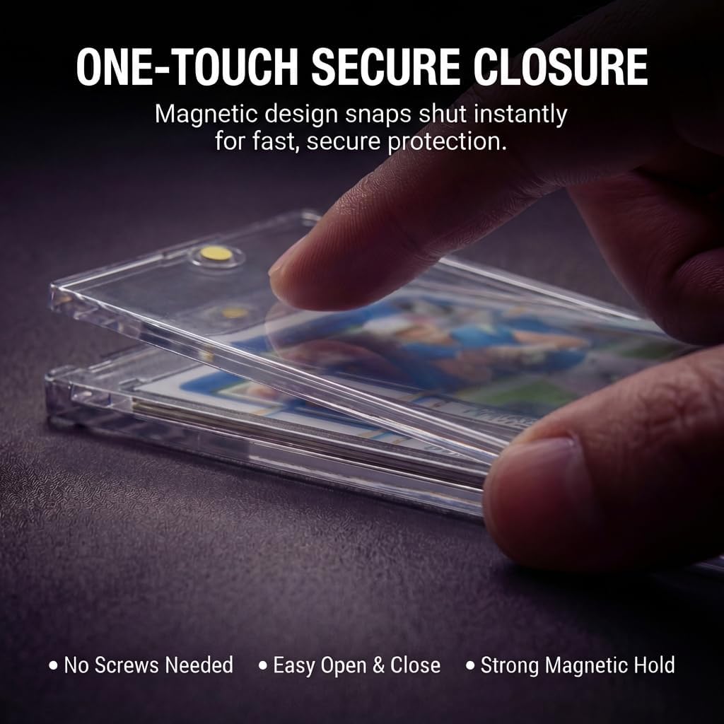 Magnetic Card Holders for Trading Cards | 35pt 100 Count | Clear Acrylic One-Touch Magnetic Card Holders Protector Case for Sports, TCG, and Collectible Cards