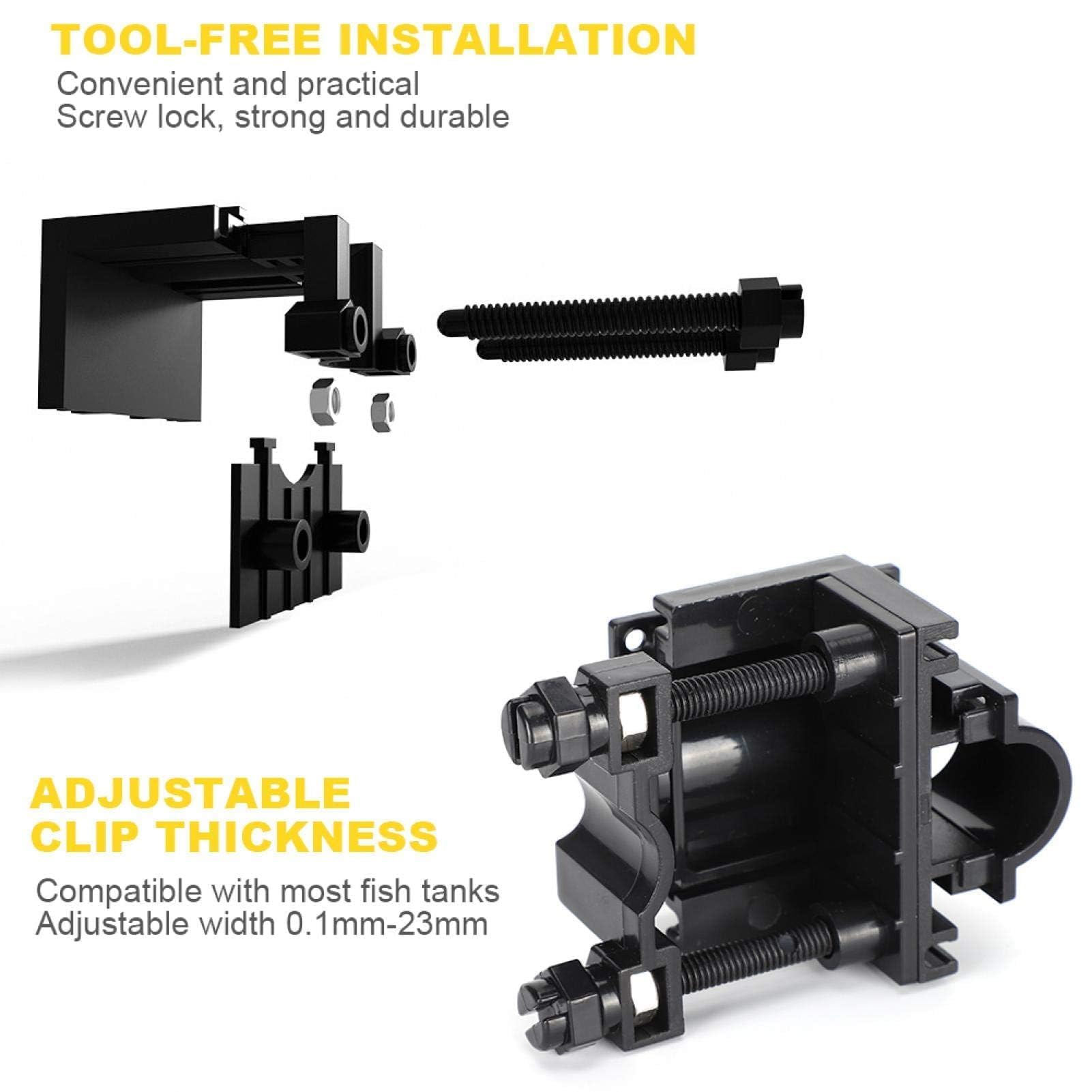 Clips de Fixation pour Tuyau d'Aquarium, 2 Pièces, Support Multifonctionnel pour Changement d'Eau, Noir