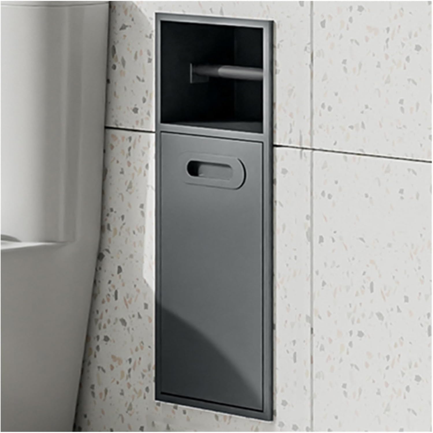 Niche de douche encastrée et porte-papier toilette en acier inox pour rangement de cuisine