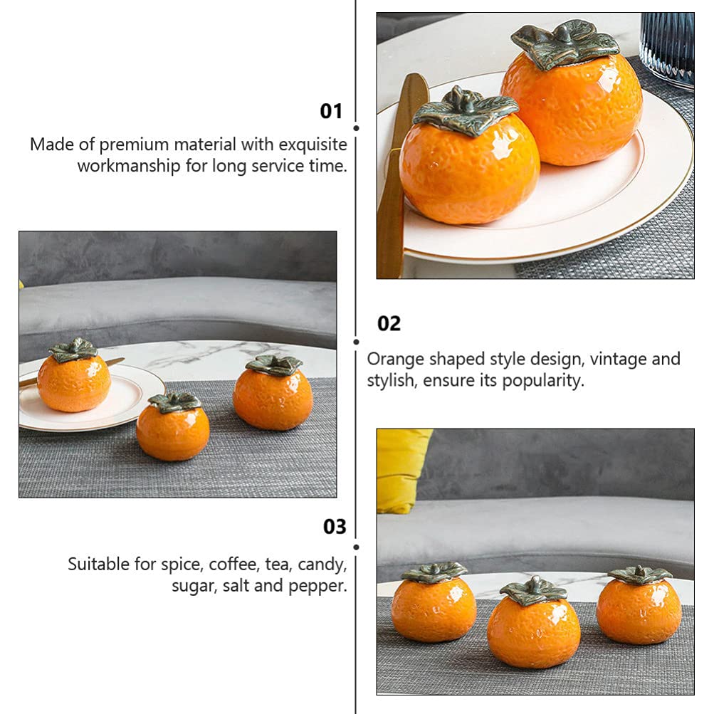 Ciieeo Boîte à Condiments Céramique Orange 300ml Avec Support - Pot Assaisonnement Cuisine