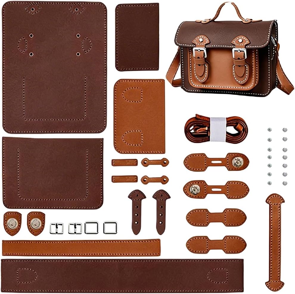 DIY Crossbody Bag Making Kit PU Leather Shoulder Bag Sewing Set Handmade Satchel Handbag Making Materials Set Women Handicraft Purse Making Supplies Personalized Gift 7.28x5.71x2.56 Inch