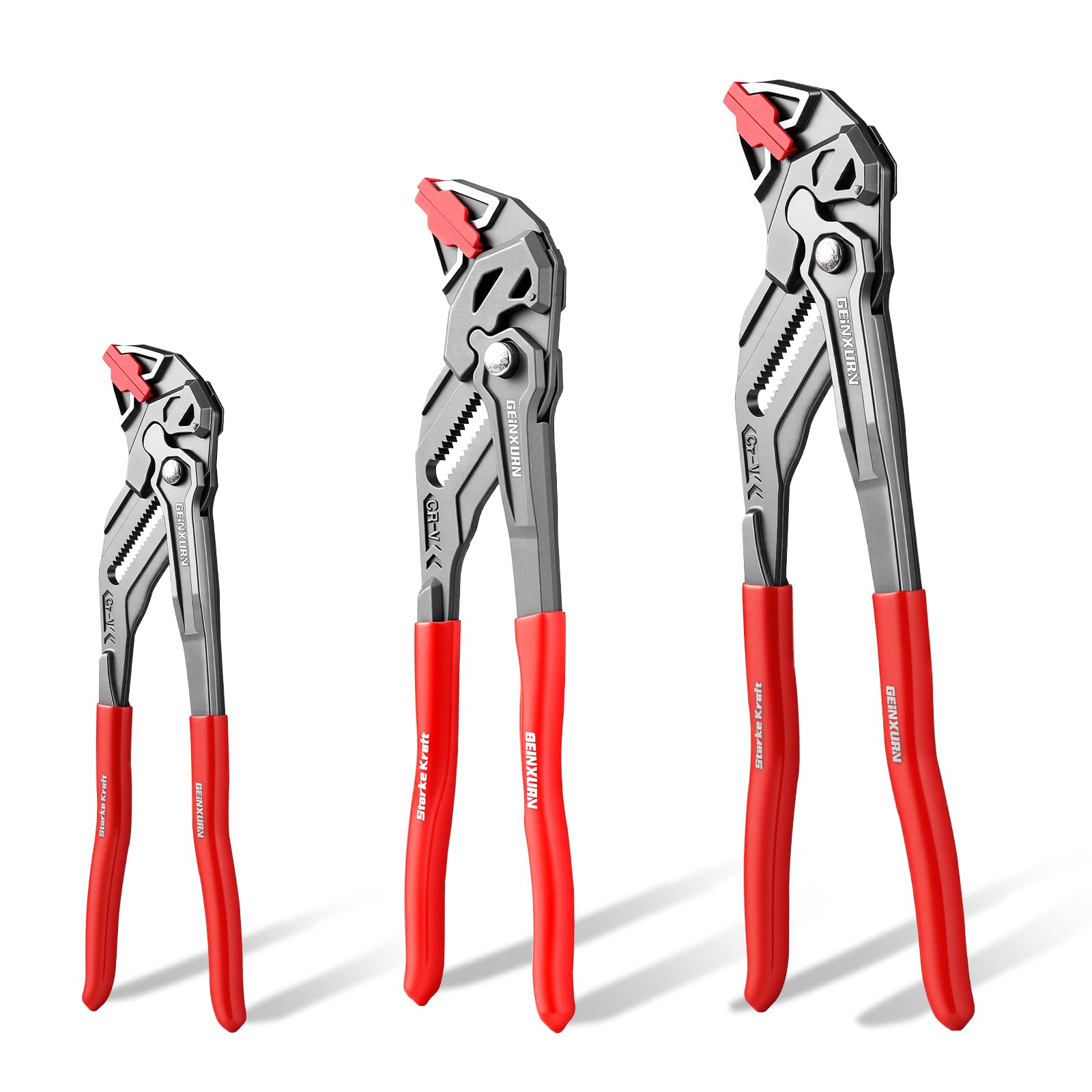 7/10/12-Inch Pliers Wrench, 1PC Smooth V-Jaw Pliers with 24-Position Push-Lock, Fast Adju…