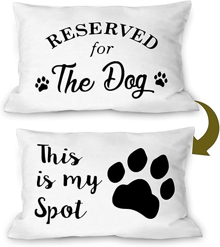 Burosev Funny This is My Spot - Funda de almohada reversible suave con diseño de pata de perro, reservada para el perro, funda de almohada
