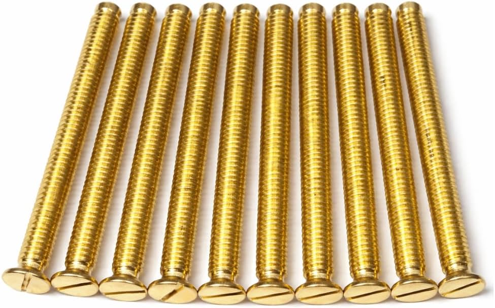 M3.5 Brass Slotted Socket Screws – Raised Countersunk Head – DIN965 Standard – Steel – Electrical Fixings (20, 50mm)