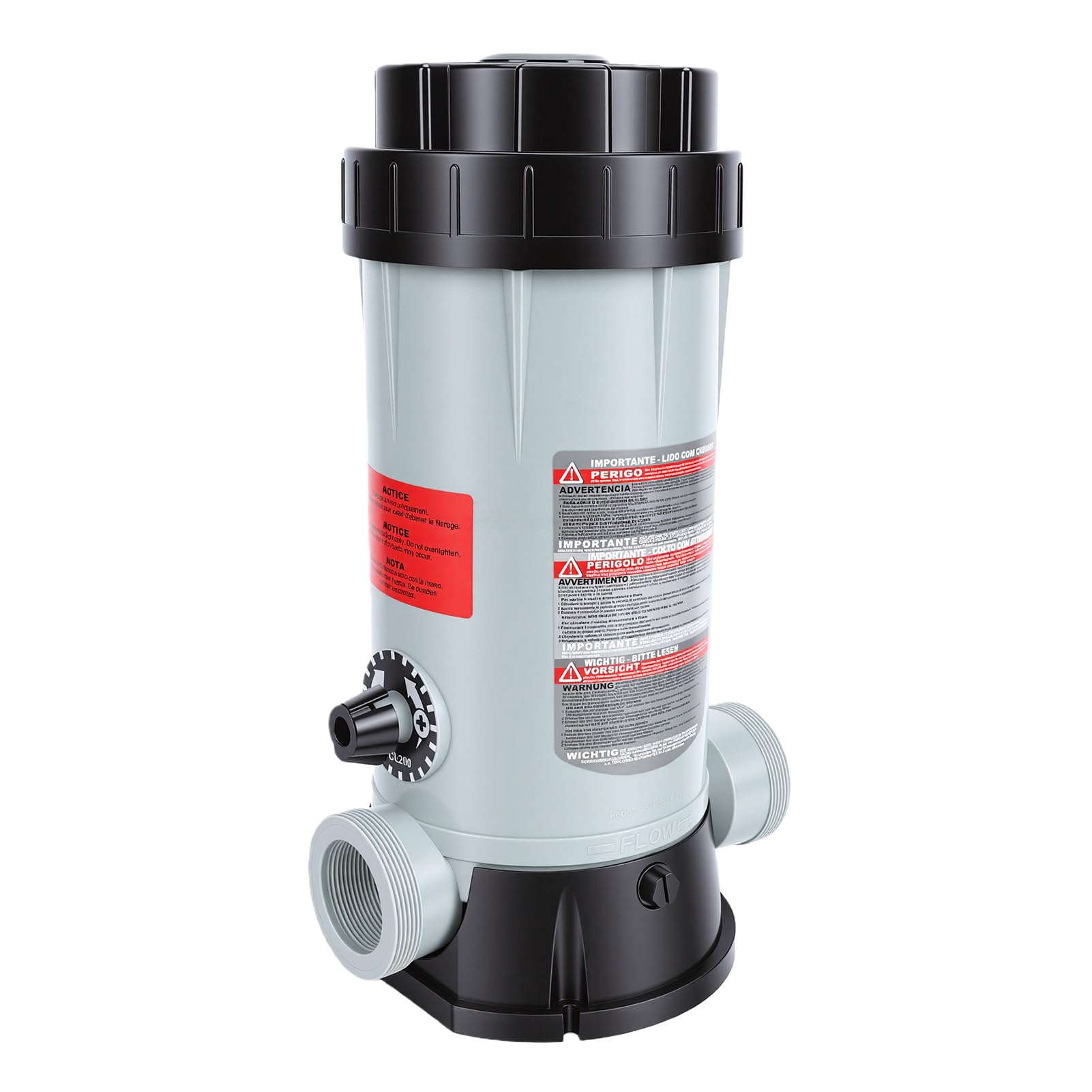 Chrees Chlorinateur Automatique de Piscine, Chargeur en Ligne en Plastique avec Débit Réglable et Loquet de Dégagement pour Piscines Hors Sol et Creusées jusqu'à 40 000 Gallons