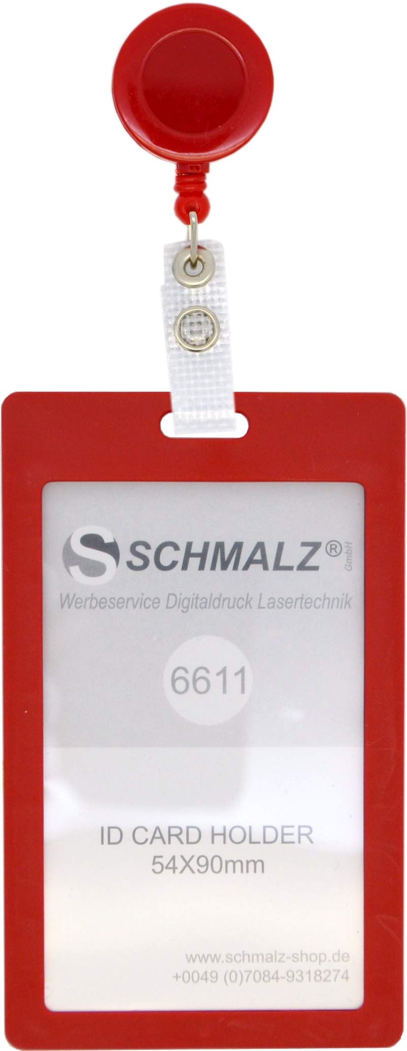 Schmalz 50 STÜCK KARTENHALTER TULLA MIT AUSWEISJOJO SOLID ID Badge Holder Skipasshalter, Hochformat Skipassjojo Gürtelclip (rot)