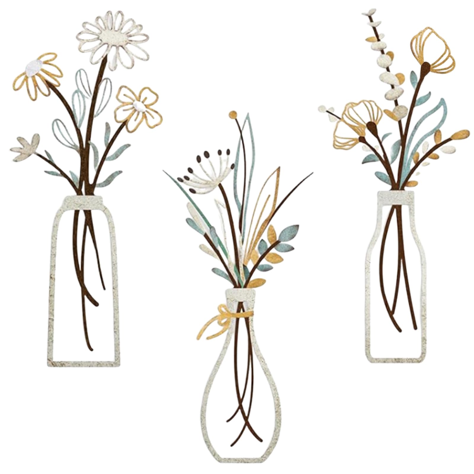 Vase en métal abstrait design haut de gamme lot de 3 pour étagère moderne