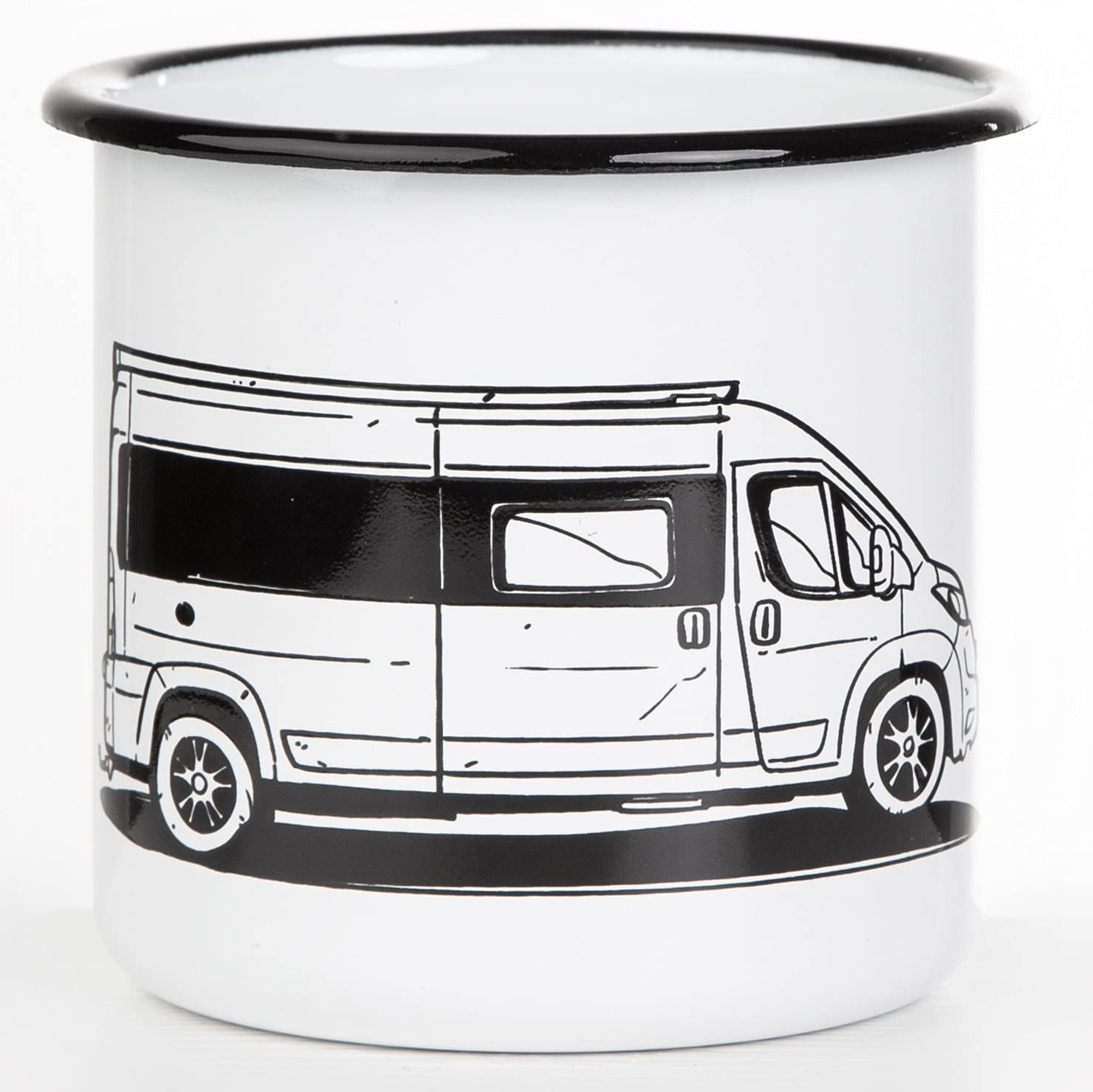 MUGSY Emaille Tasse „Home Is Where You Park It“ – 300 Ml, Weiß, Bruchfest & Leicht Für Camping