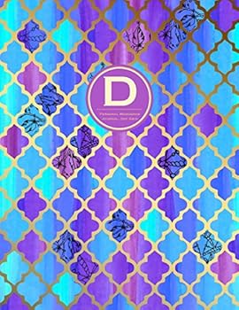 Paperback Monogram Journal D - Personal, Dot Grid - Blue & Purple Moroccan Design: Initial Notebook, 8.5 x 11 Book