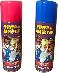 Kit Tinta da Alegria AZUL E ROSA, Conjunto com 2 Tintas para Cabelo Temporárias 150ml Cada Sai Com Água Ideal Para Cabelo Maluco e Dia das Crianças