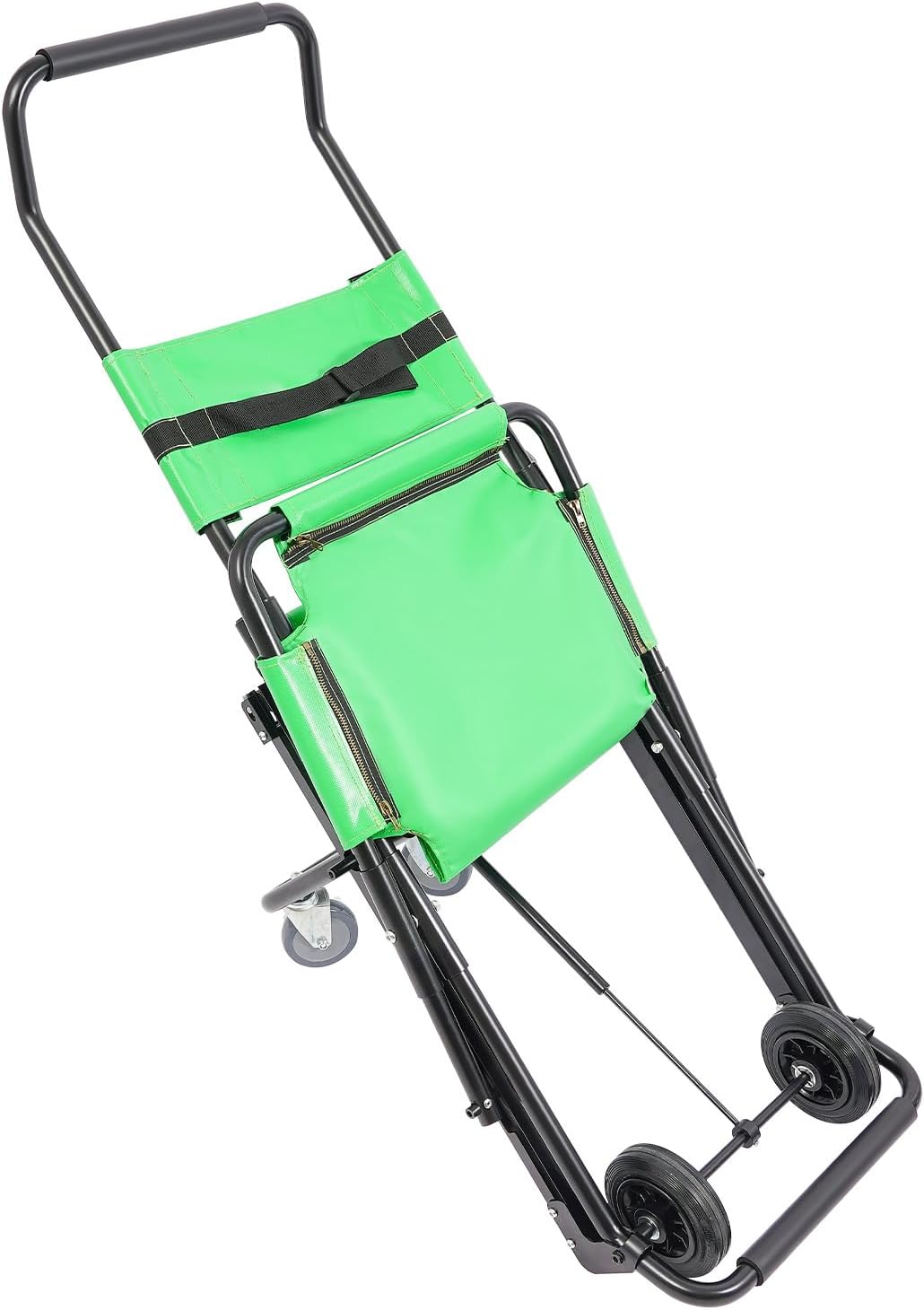 Folding Emergency Stretcher Chair with Wheels, 350LBS Aluminum Transport Stair Chair for Patient Transfer, Adjustable Headrest & Safety Belts, Roller Evacuation Chair for Home, Hospital, Ambulance