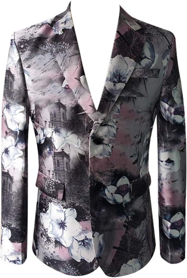 HBDesign Men 1 Piece 2 Button Fashion Printing Pattern Jackets