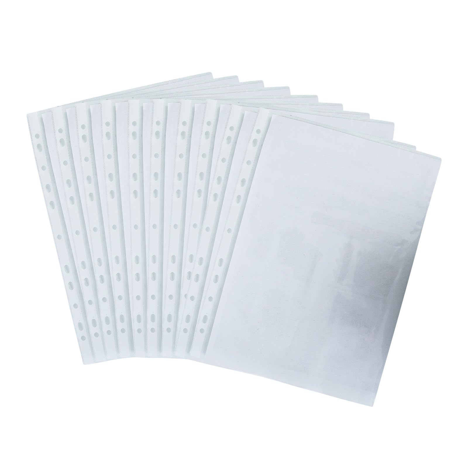 Multi Pack Great Offer Punched Pockets A4 Plastic Wallets - 45 Microns Poly Pockets with 11 Holes - Glass Clear Plastic Sleeves for Ring Binders - Copy Safe Page Protectors (100) โ image 1