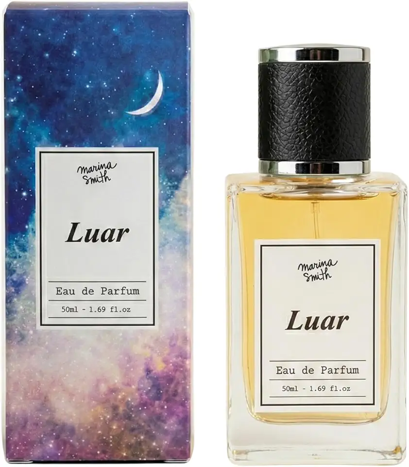 Marina Smith Luar Eau de Parfum, Oriental Amadeirado, Fragrância Feminina, Notas de Mandarina, Flores Brancas, Patchouli e Sândalo