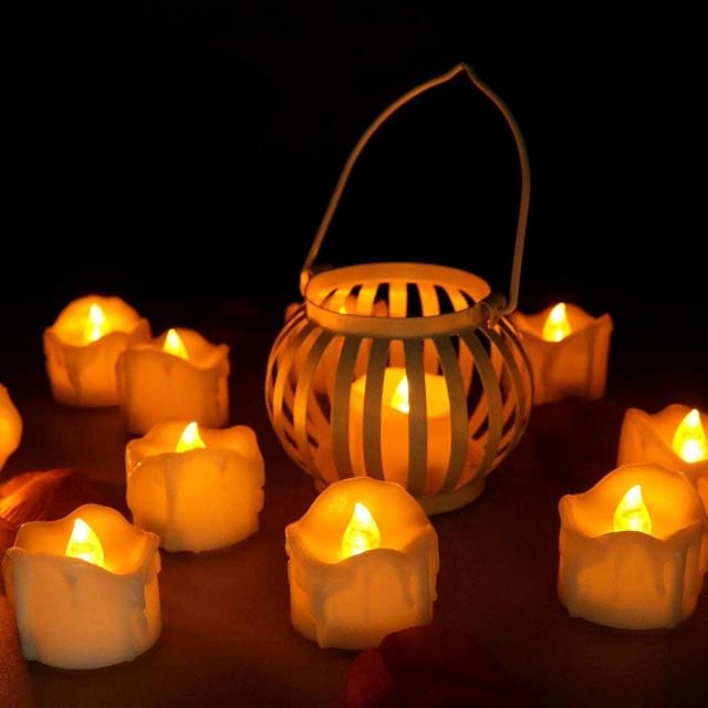 innislink LED Candles, LED Flameless Candles with Timer Function, 12 Pieces Tea Lights, Flickering Electric Candle Lights, Battery Decoration for Christmas Tree, Easter, Wedding, Party, White