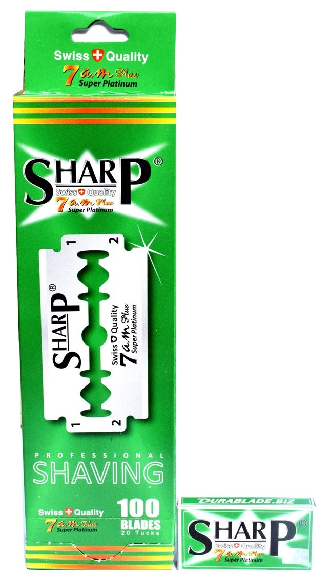 100 Sharp 7AM Super Platinum Double Edge Razor Blades For Safety Razor - MenÃ‚´s Safety Razor Blades For Shaving For Men For A Smooth And Clean Shave (1 Year Supply)