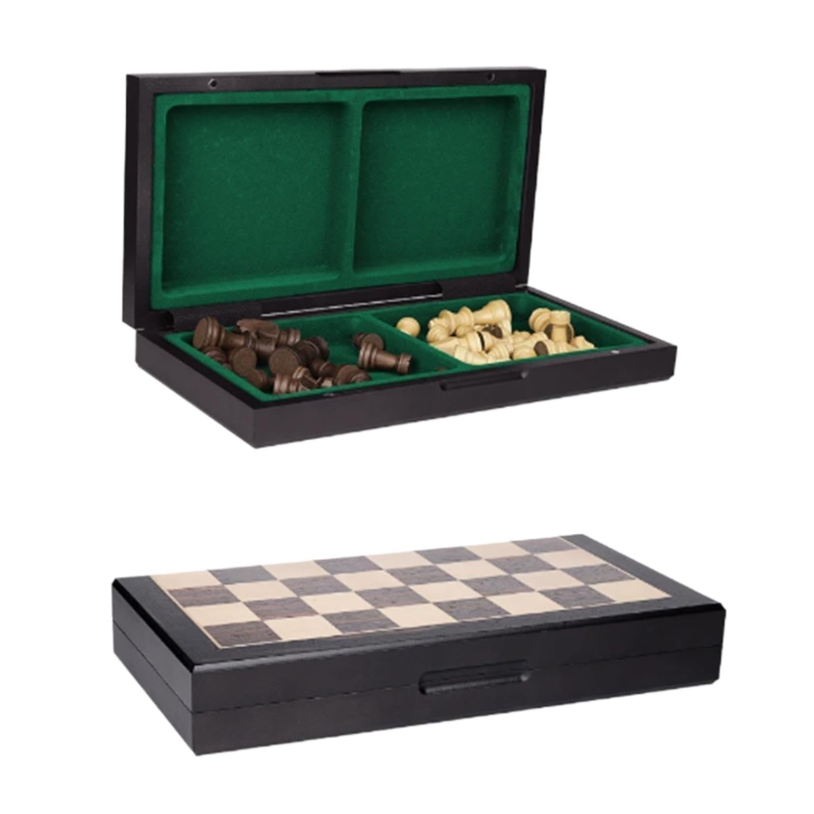 Set di scacchi in legno, scacchiera pieghevole