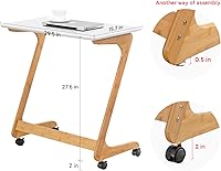 Vista 2 de Nnewvante Mesa Bandeja de TV con Ruedas, Mesa Auxiliar para Sofá con Ruedas, Escritorio Portátil para Sofá, Mesa Lateral, Bandeja para Aperitivos