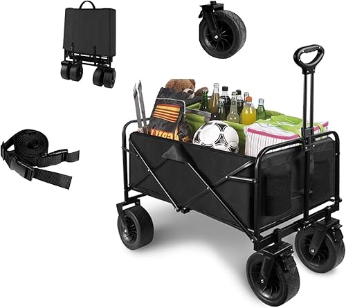 Carro de camping plegable al aire libre picnic camping carrito tirador portátil camping pequeño remolque 8 pulgadas ruedas todoterreno con frenos