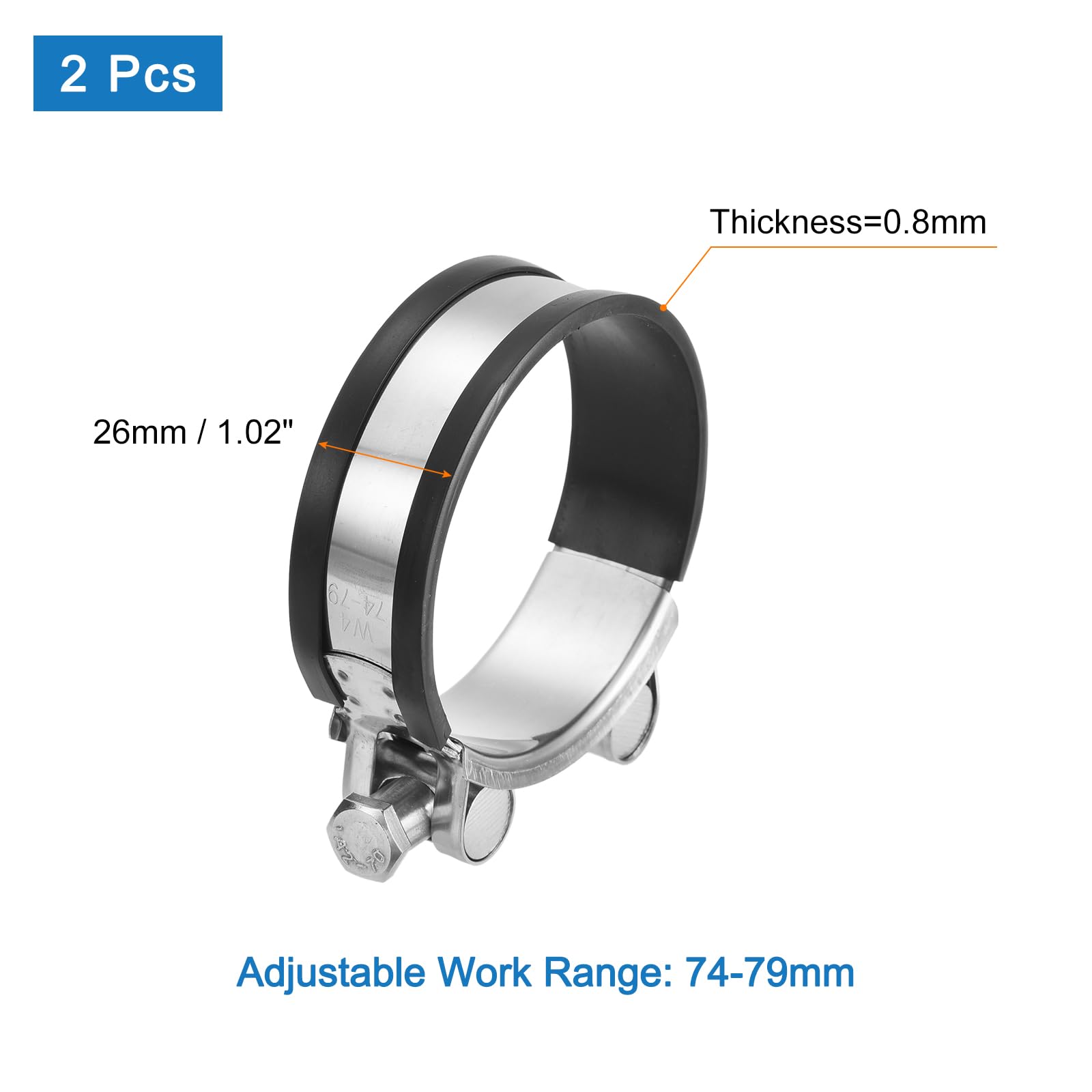 Sourcing Map 10 Unidades Abrazadera Metálica Tipo R Con Aislamiento De Goma – Acero Inoxidable 304 Para Tubo De 32mm