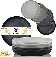 Vista 18 de Juego de 8 Platos Hondos para Cena, Plato de Paja de Trigo de 9 Pulgadas, Plato de Plástico Ligero e Irrompible Reutilizable, Apto para Microondas